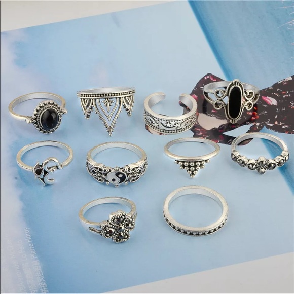 10 pc stacking Boho Ring Set - Picture 3 of 4